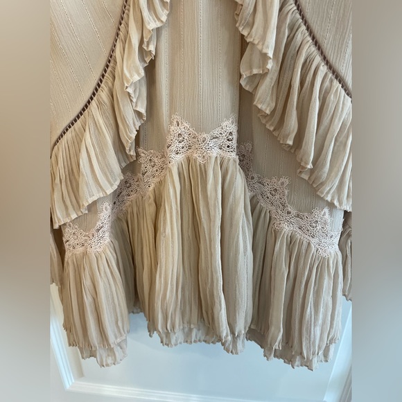 JONATHAN SIMKHAI Ruffle Trim Tiered Hem Stripe Silk Georgette Dress - NE… - Picture 5 of 15